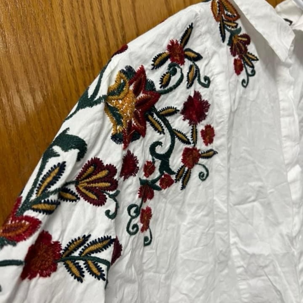 Zara Embroidered Button Up